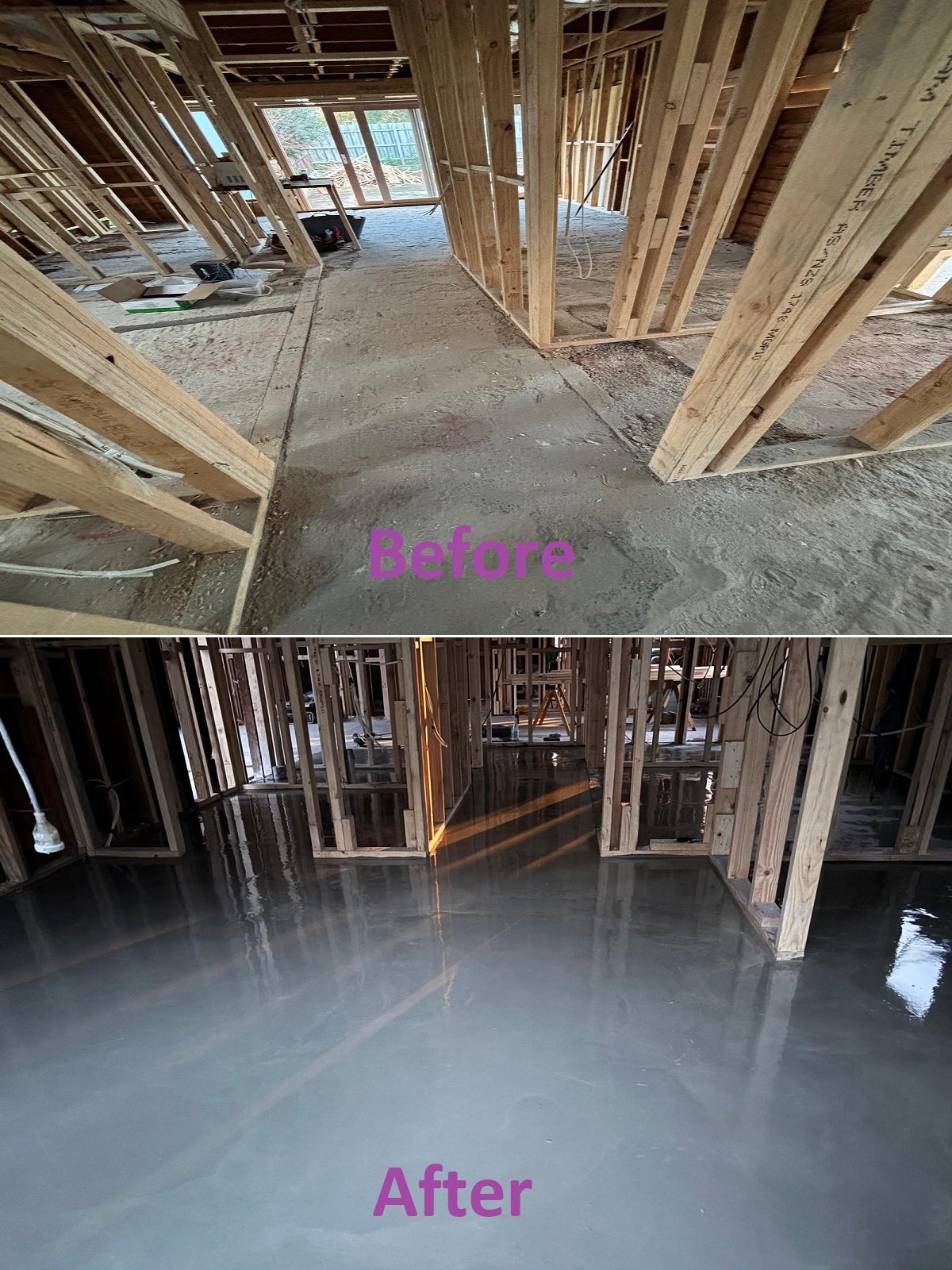 Before and After Flake Flooring by AClassExpoxy