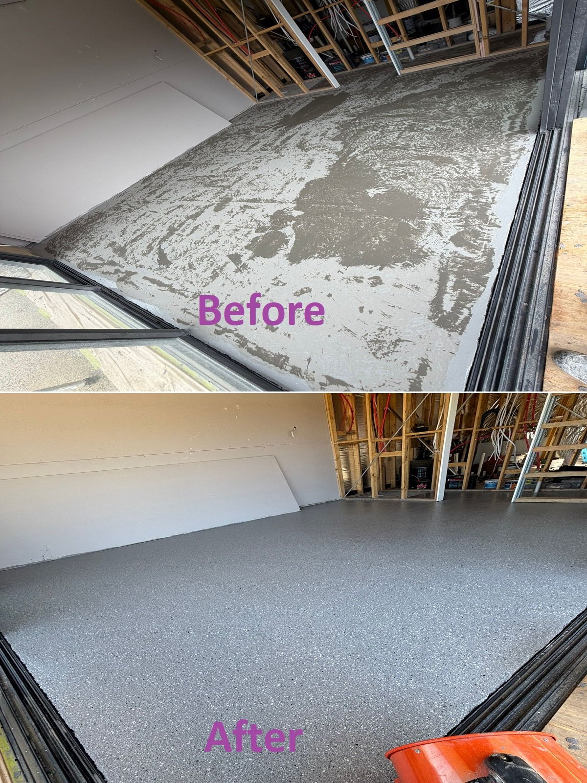 Before and After Flake Flooring
