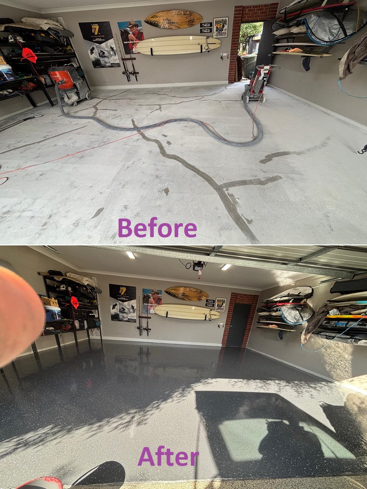 Before and After Flakes Finish